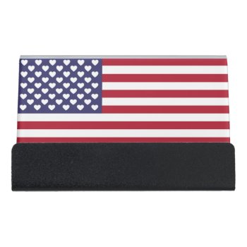 I Love The United States Of America  Desk Business Card Holder by Awesoma at Zazzle