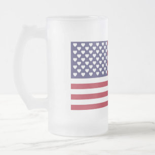 I LOVE THE UNITED STATES OF AMERICA FROSTED GLASS BEER MUG