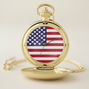 I LOVE THE UNITED STATES OF AMERICA  POCKET WATCH