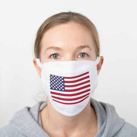 I Love The United States Of America White Cotton Face Mask