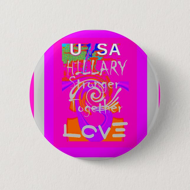 I Love The United States: Stronger Together Pinback Button (Front)