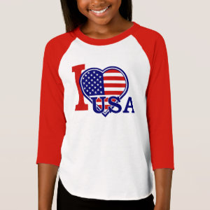 I love the USA American Heart Girls Raglan T-Shirt