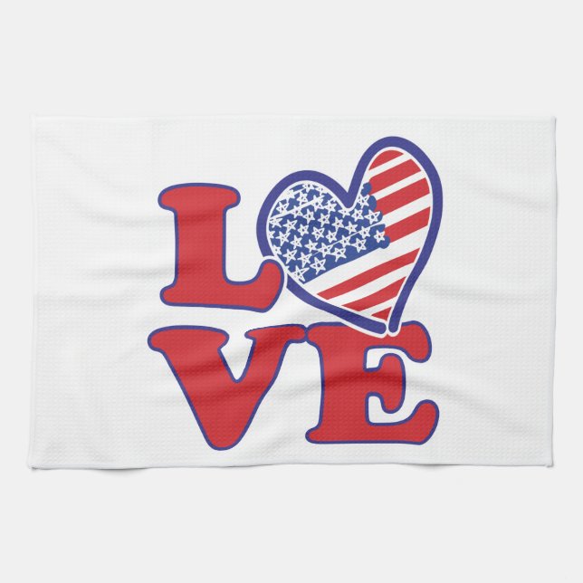I Love the USA Heart Kitchen Towel (Horizontal)