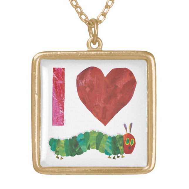 I Love The Very Hungry Caterpillar Gold Plated Necklace (Front)