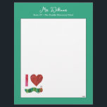 I Love The Very Hungry Caterpillar Letterhead<br><div class="desc">Celebrate your affection for the classic storybook with the I Love The Very Hungry Caterpillar design. This whimsical artwork features Eric Carle’s iconic caterpillar paired with the phrase "I Love The Very Hungry Caterpillar, " creatively rendered in Carle’s signature hand-painted collage style. The bold text is accented by vibrant colors...</div>