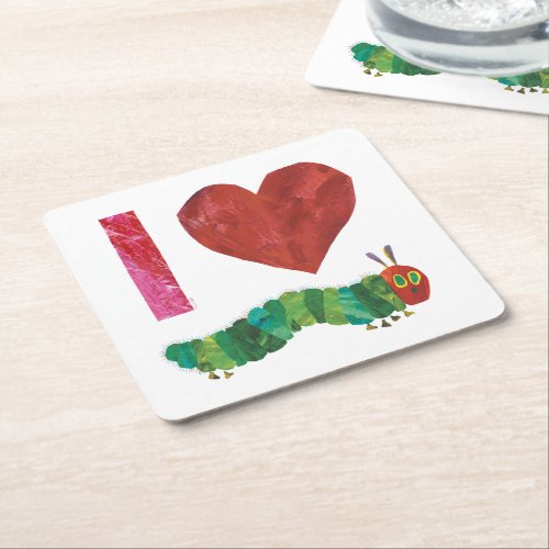 I Love The Very Hungry Caterpillar Square Paper Coaster