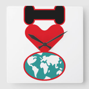 I LOVE THE WORLD BY MASANSER PIXELAT SQUARE WALL CLOCK