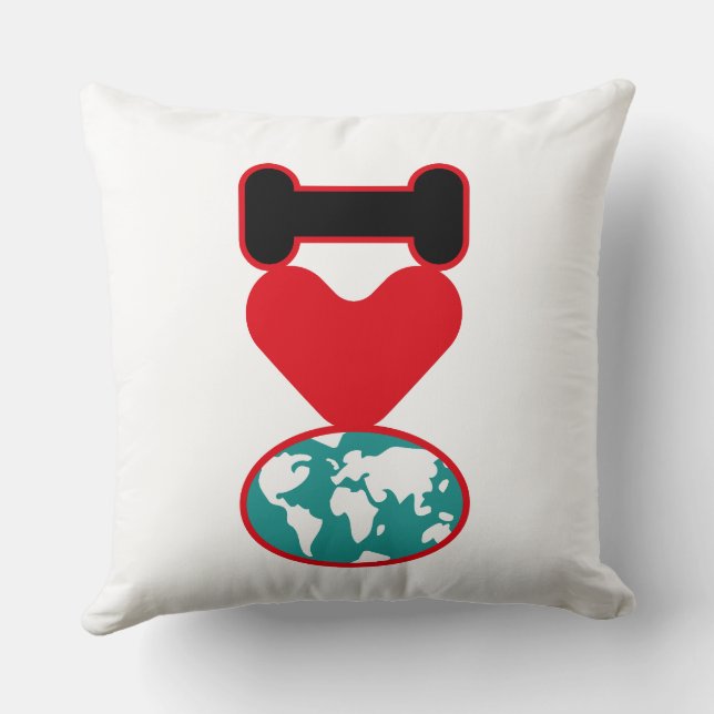 I LOVE THE WORLD BY MASANSER PIXELAT THROW PILLOW (Back)