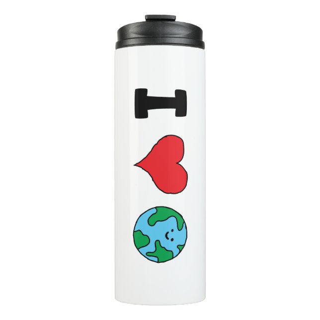 I Love the World Happy Earth Clipart Cute Earth Thermal Tumbler (Front)