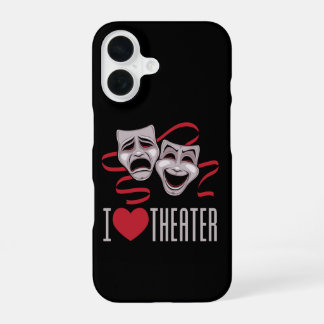 I Love Theater Comedy And Tragedy Masks iPhone 16 Case
