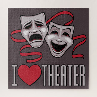 I Love Theater Comedy And Tragedy Masks Jigsaw Puzzle