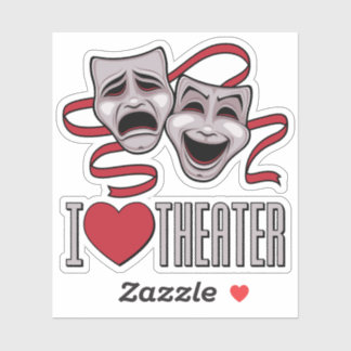 I Love Theater Comedy And Tragedy Masks Sticker