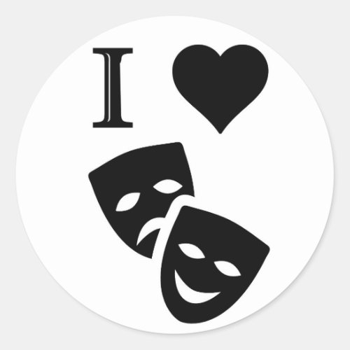 I Love Theatre Classic Round Sticker