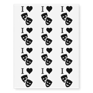 I Love Theatre Temporary Tattoos