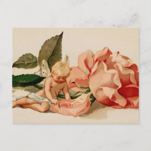 "I love thee" cupid cherub victorian valentine Holiday Postcard
