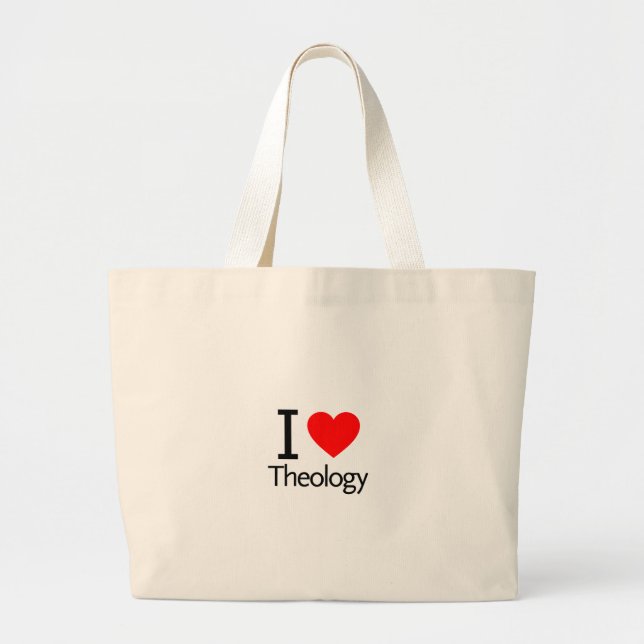 I Love Theology Large Tote Bag (Front)