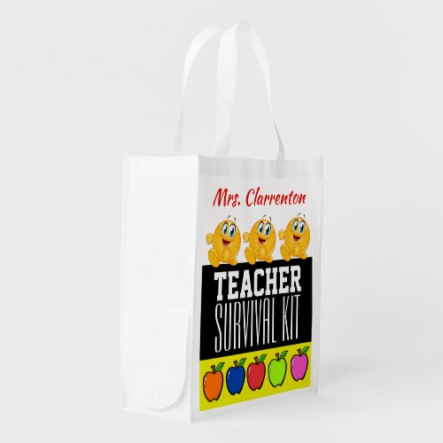 I LOVE THESE BAGS Teacher Survival Kit Reusable Grocery Bag