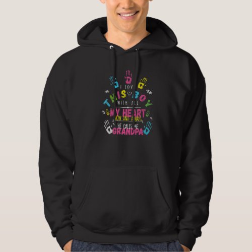 I Love This Boy He Calls Me Grandpa  Autism Awaren Hoodie