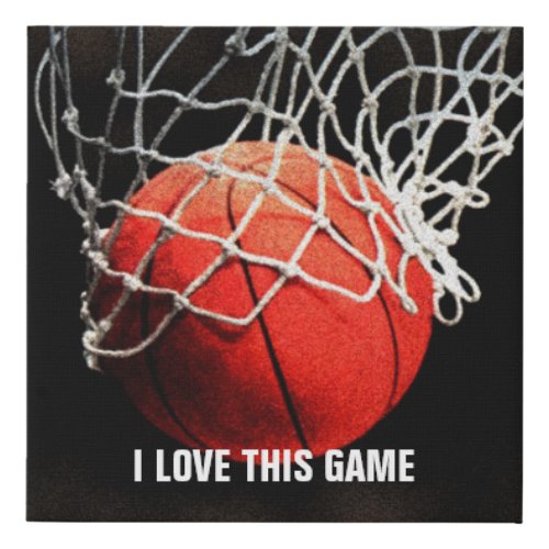 I Love This Game Basketball Faux Canvas Print