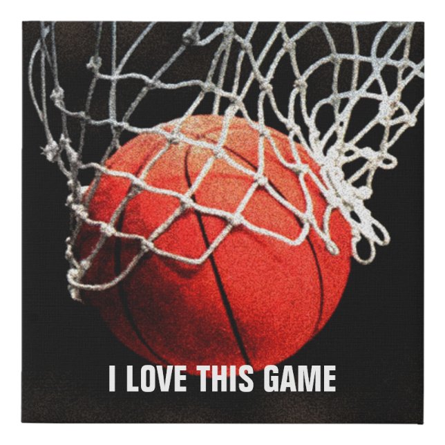 I Love This Game Basketball Faux Canvas Print (Front)