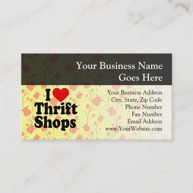 I Love Thrift Shops Business Card (Front)
