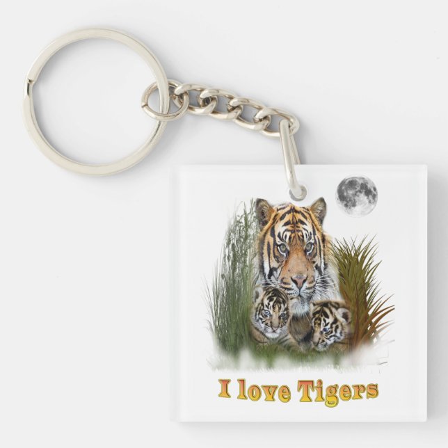 I love Tigers Keychain (Front)