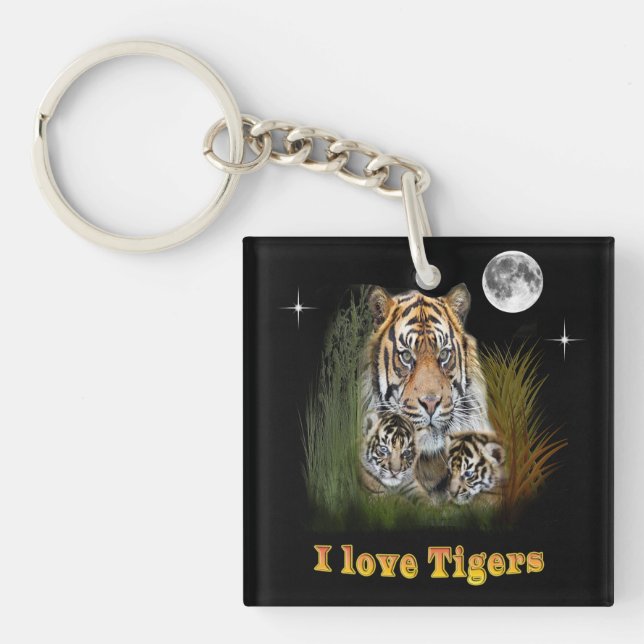 I love Tigers Keychain (Front)
