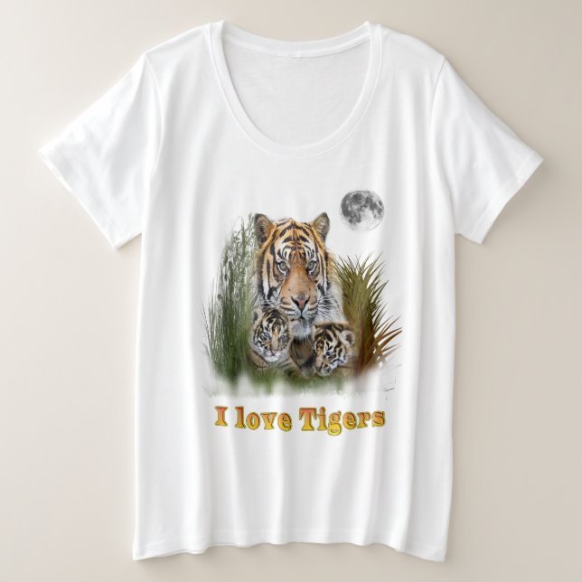 I love Tigers Plus Size T-Shirt (Design Front)