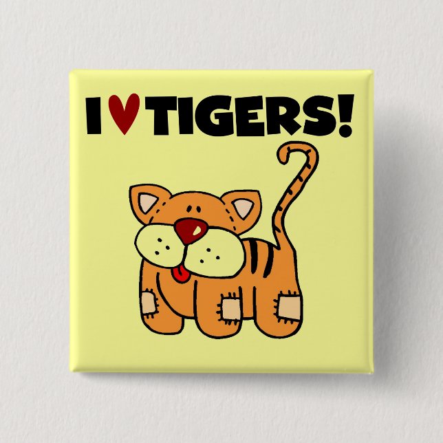I Love Tigers Tshirts and Gifts Button (Front)
