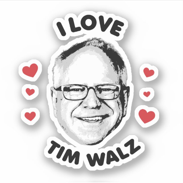 I Love Tim Walz  Sticker (Front)