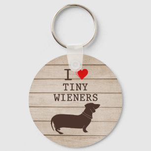 I Love Tiny Wieners Funny Dachshund Meme Keychain