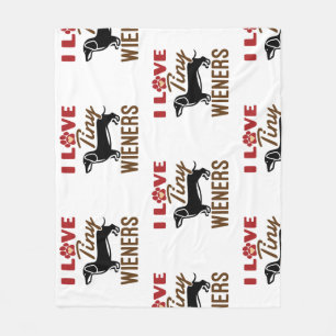 I Love Tiny Wieners Miniature Dachshund Doxie Fleece Blanket