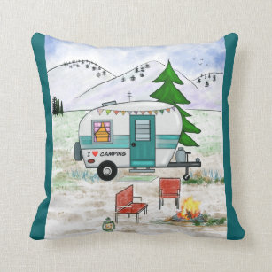 18 Morning Solitude Camping Scene Decorative Square Throw Pillows