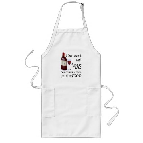 I Love To Cook With Wine Long Apron