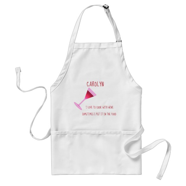 I love to cook with wine - personalised adult apron (Front)