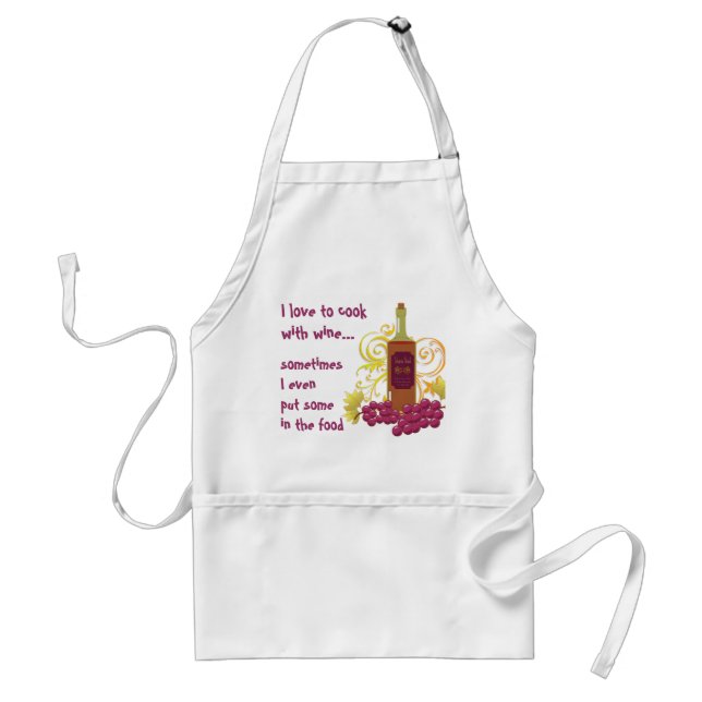 I Love to Cook with Wine...Wine & Grapes Adult Apron (Front)