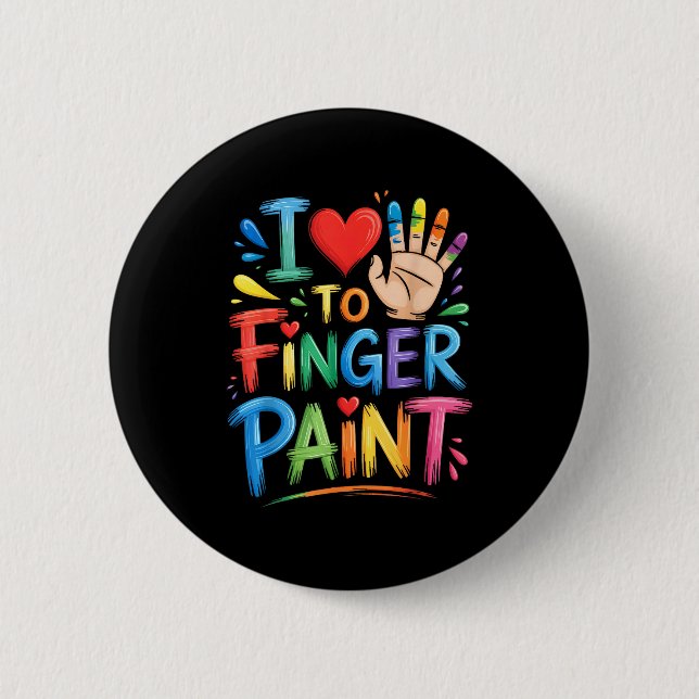 I Love To Finger Paint Couples Art Teacher Finger  Button (Front)