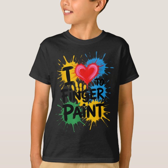 I Love To Finger Paint Couples Art Teacher Finger  T-Shirt (Front)