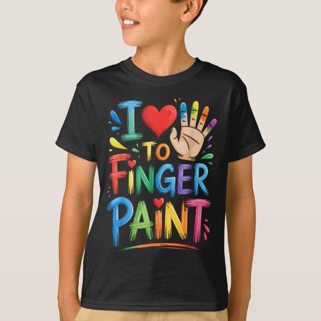 I Love To Finger Paint Couples Art Teacher Finger  T-Shirt (Front)