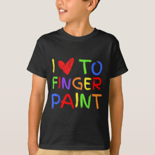 I Love To Finger Paint Tiny Red Heart Valentines D T-Shirt