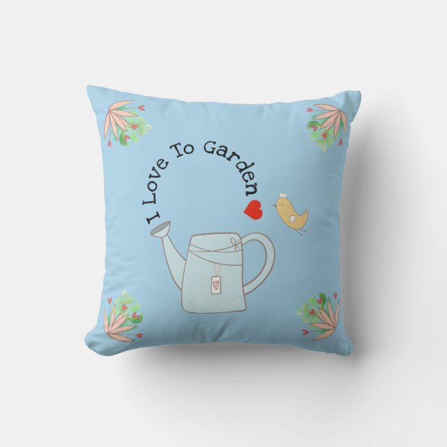 I Love To Garden Throw Pillow (Front)