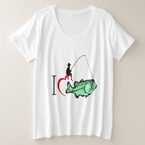 I love to go fishing with a red heart plus size T_Shirt