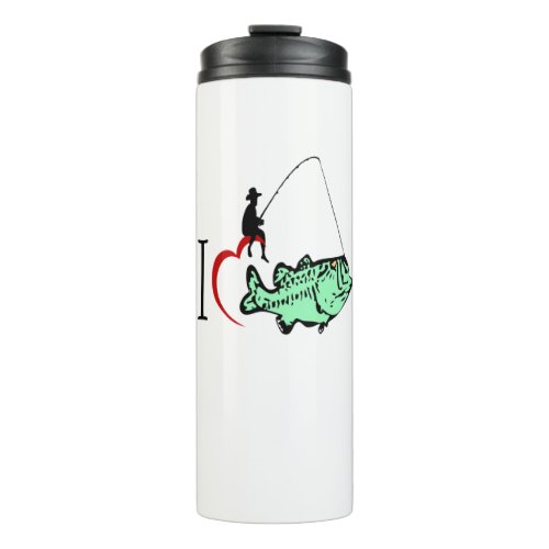 I love to go fishing with a red heart thermal tumbler