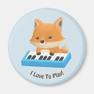 I love to Play Cute Fox on Piano Kids Magnet
