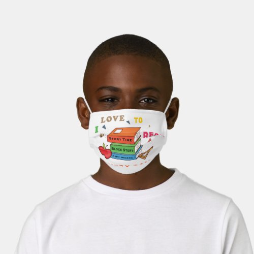 I Love To Read Books Reader Bookworm Kids Cloth Face Mask