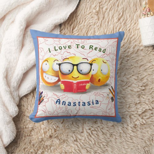 I Love To Read Books Reader Fun Personalize Throw Pillow