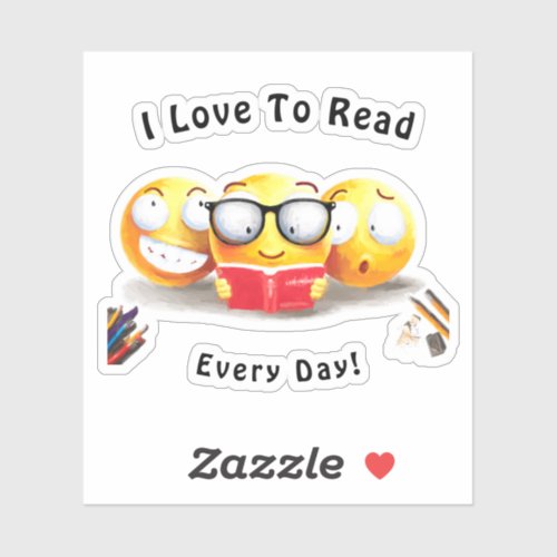 I Love To Read Books Reader Personalize Sticker