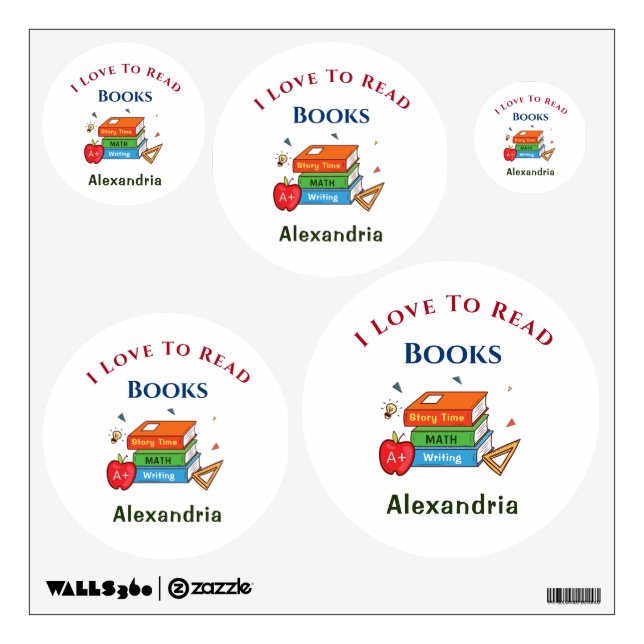 I Love To Read Books Reader Reading Custom Wall Decal (Front)