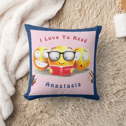 I Love To Read Books Reader Throw Pillow