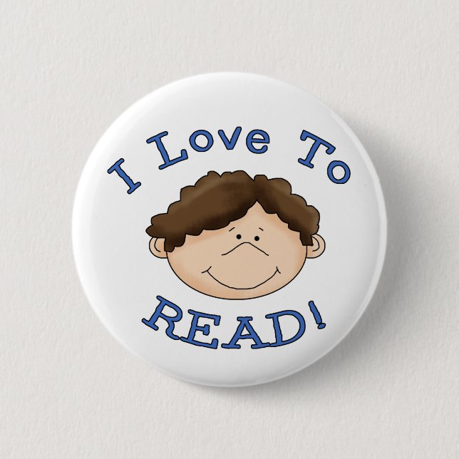 I Love to Read Boy Pinback Button (Front)